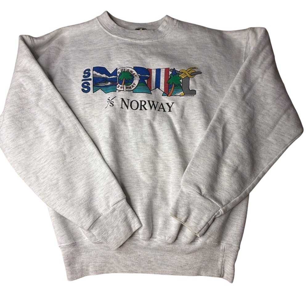Vintage 1989 S/S Norway Cruise Ship Sweatshirt HL Miller Gold Gray Mens Large